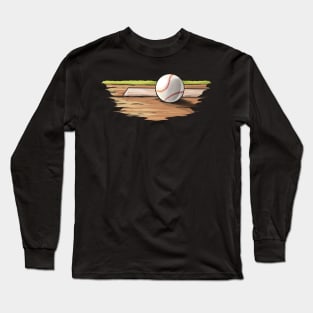 A Baseball Lies On The Field At The Base Long Sleeve T-Shirt